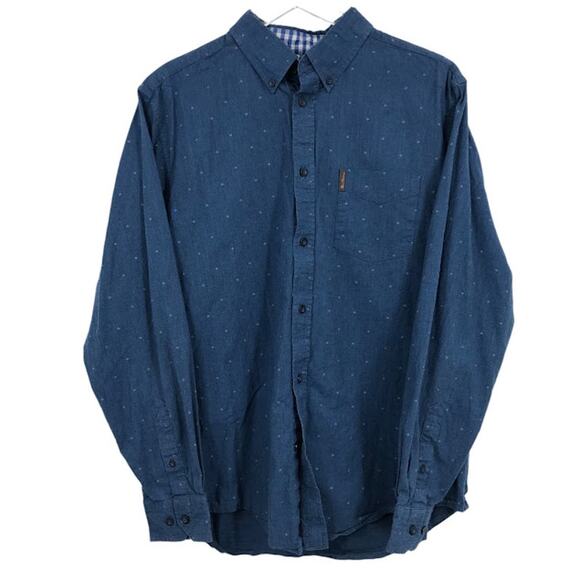 Ben Sherman Mens Button Down Shirt L Collared Long Sleeve Pocket Cotton Blend - Picture 1 of 5